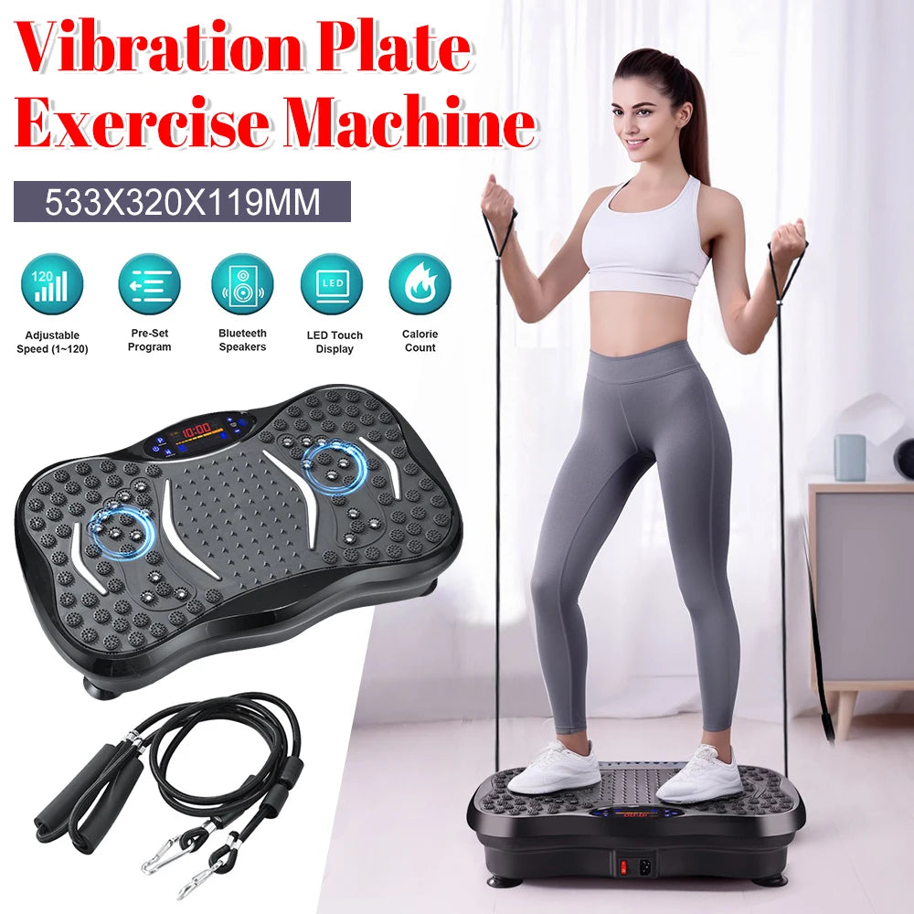 Vibration Plate Exercise Machine Bluetooth-Compatible Rhythm Full Body Shaker Adjustable Speed Weight Loss Fat Shaking Machines